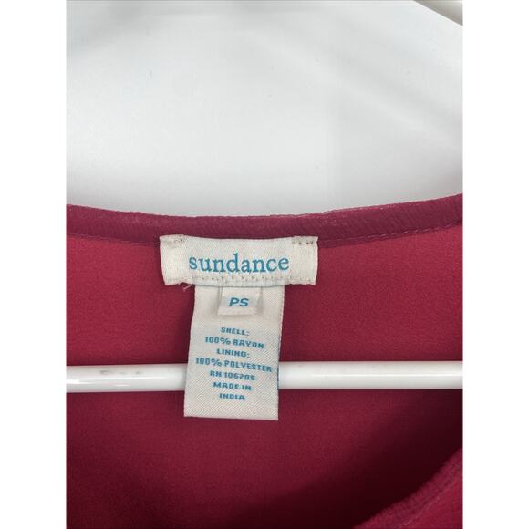 Sundance Cora Floral Embroidered Overlay Blouse Wineberry Red Small Petite - Picture 3 of 6